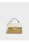 Charles Keith Two Tone Metallic Push Lock Handbag Multi